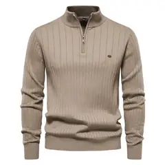 GIOIO - Chaqueta Hombre Cuello Mao Media Cremallera Tejido Ajustado Premium​