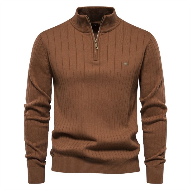 GIOIO - Chaqueta Hombre Cuello Mao Media Cremallera Tejido Ajustado Premium​
