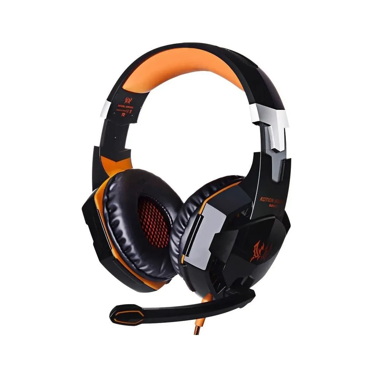 KOTION EACH - Auriculares Gamer Kotion Gamer G2000 Negro Y Naranja Con Luz Led