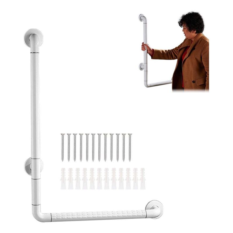 GENERICO - Barra de Seguridad L en Acero Inoxidable para Baño Blanco