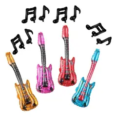 GENERICO - Pack 8 Globos Metalizados Guitarras y Notas Musicales Retro
