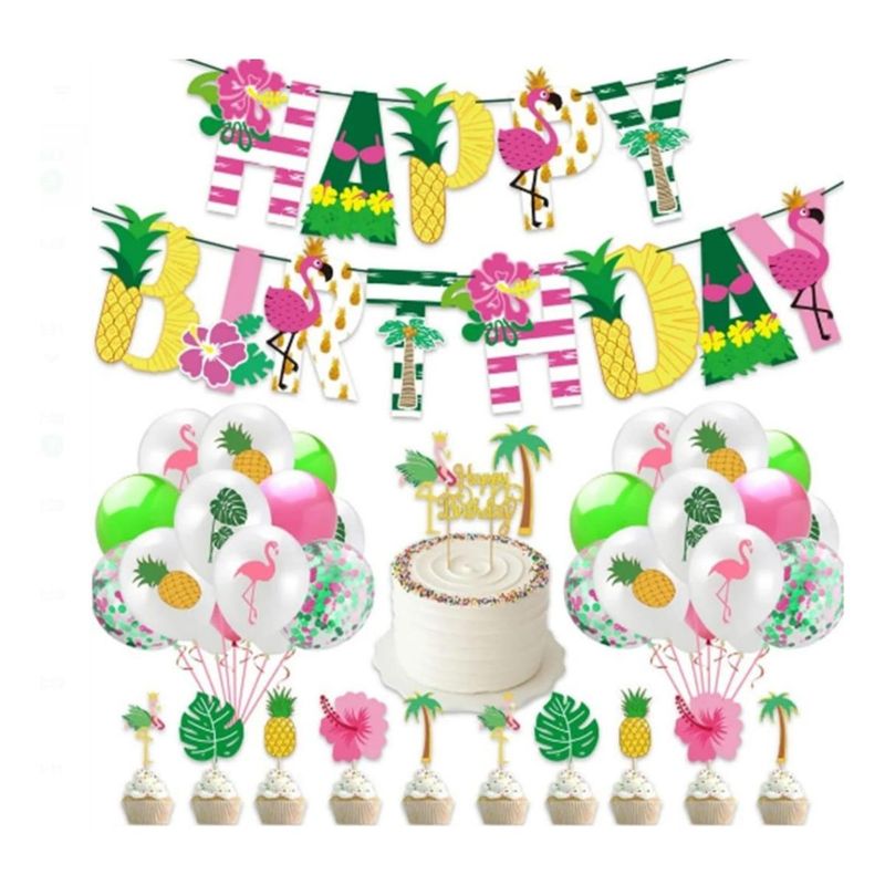 GENERICO - Set de Decoración Tropical para Cumpleaños en Playa Hawai