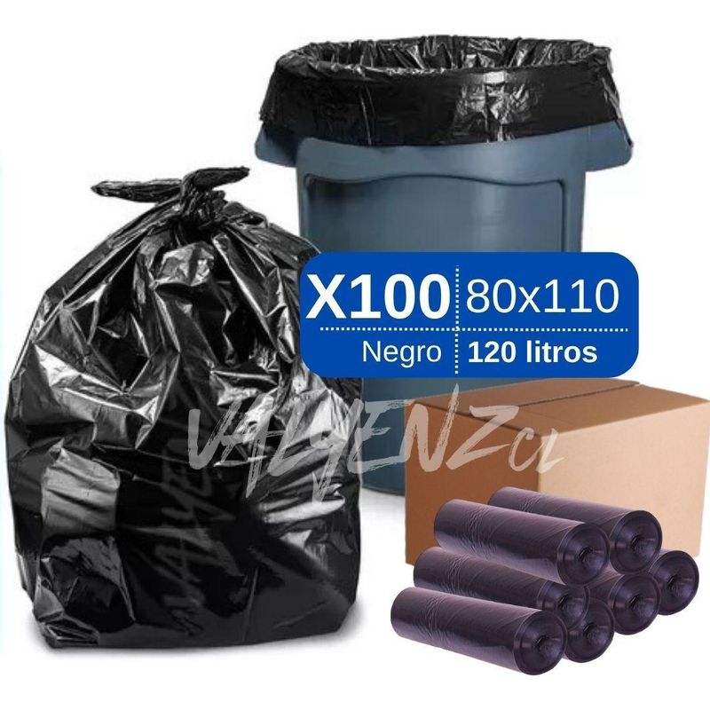 GENERICO - Bolsa de Basura Reciclada 80x110 cm 120L Pack 100 unidades