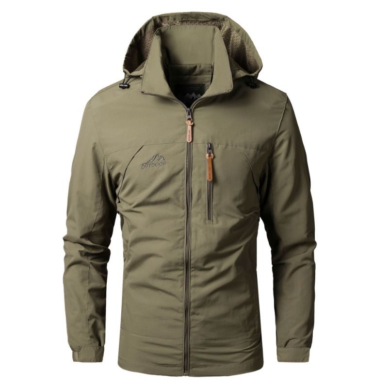 GIOIO - Chaqueta Capucha Ráfida Urbana Corte Delgado Bolsillo Canguro Táctico