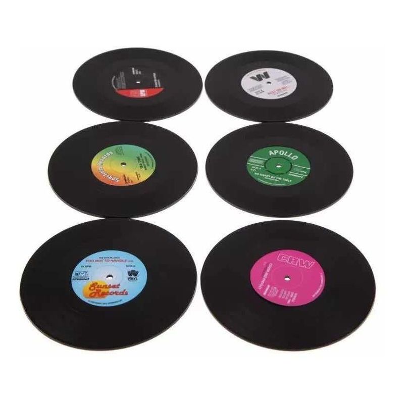 GENERICO - Pack de 12 Posavasos Vintage de Vinilo Estilo Retro