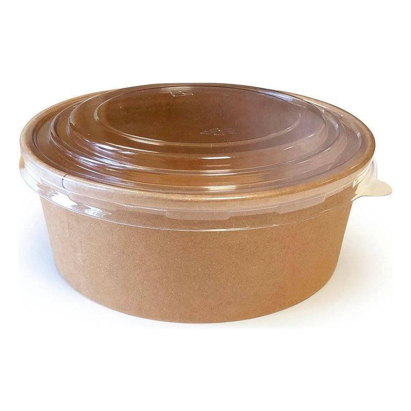 GENERICO - Bowl Kraft Descartable con Tapa 750ml para Ensaladas