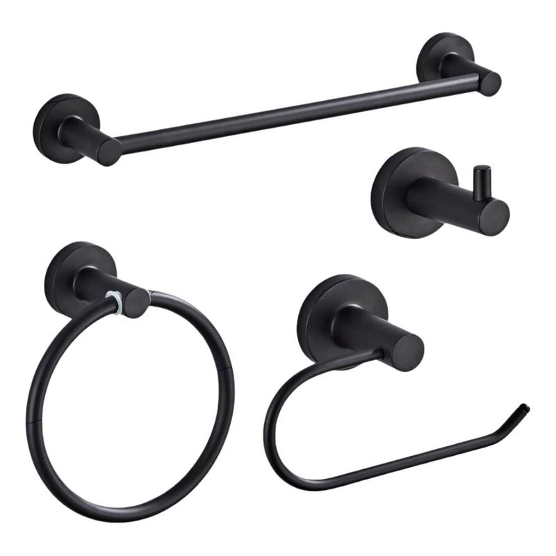 GENERICO - Conjunto Moderno de Accesorios para Baño en Negro Mate