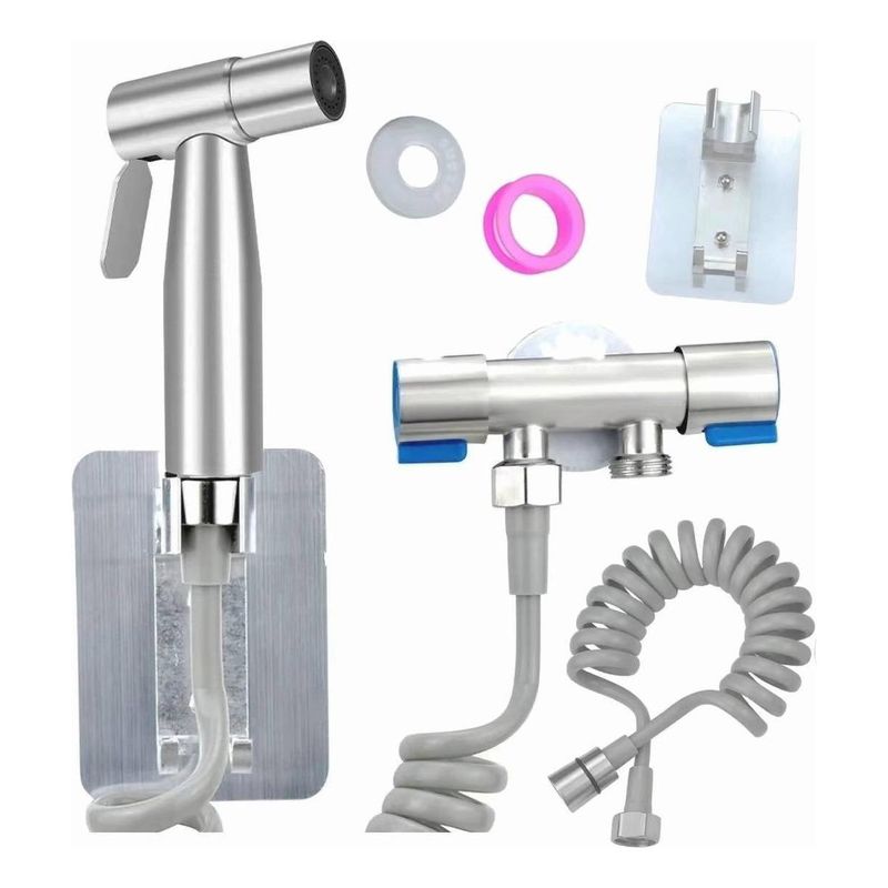 GENERICO - Kit Higiénico de Ducha Bidet de Acero Inoxidable 5 Piezas