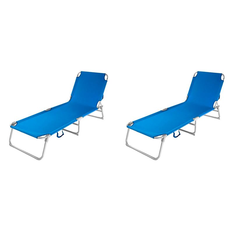 GENERICO - Reposera azul oscuro 57x26x188 Bighouse 2 unidades