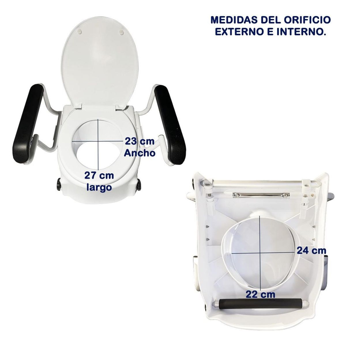 GENERICO - Alza Baño Ergonómico con Apoyabrazos y Fijación Segura