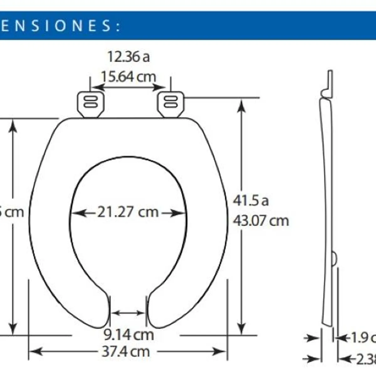 GENERICO - Asiento Redondo de Plástico Blanco Sin Tapa para Inodoro