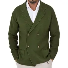 GIOIO - Cárdigan Hombre Solapa Doble Botonadura Corte Preciso Urbano Elegancia