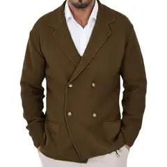 GIOIO - Cárdigan Hombre Solapa Doble Botonadura Corte Preciso Urbano Elegancia