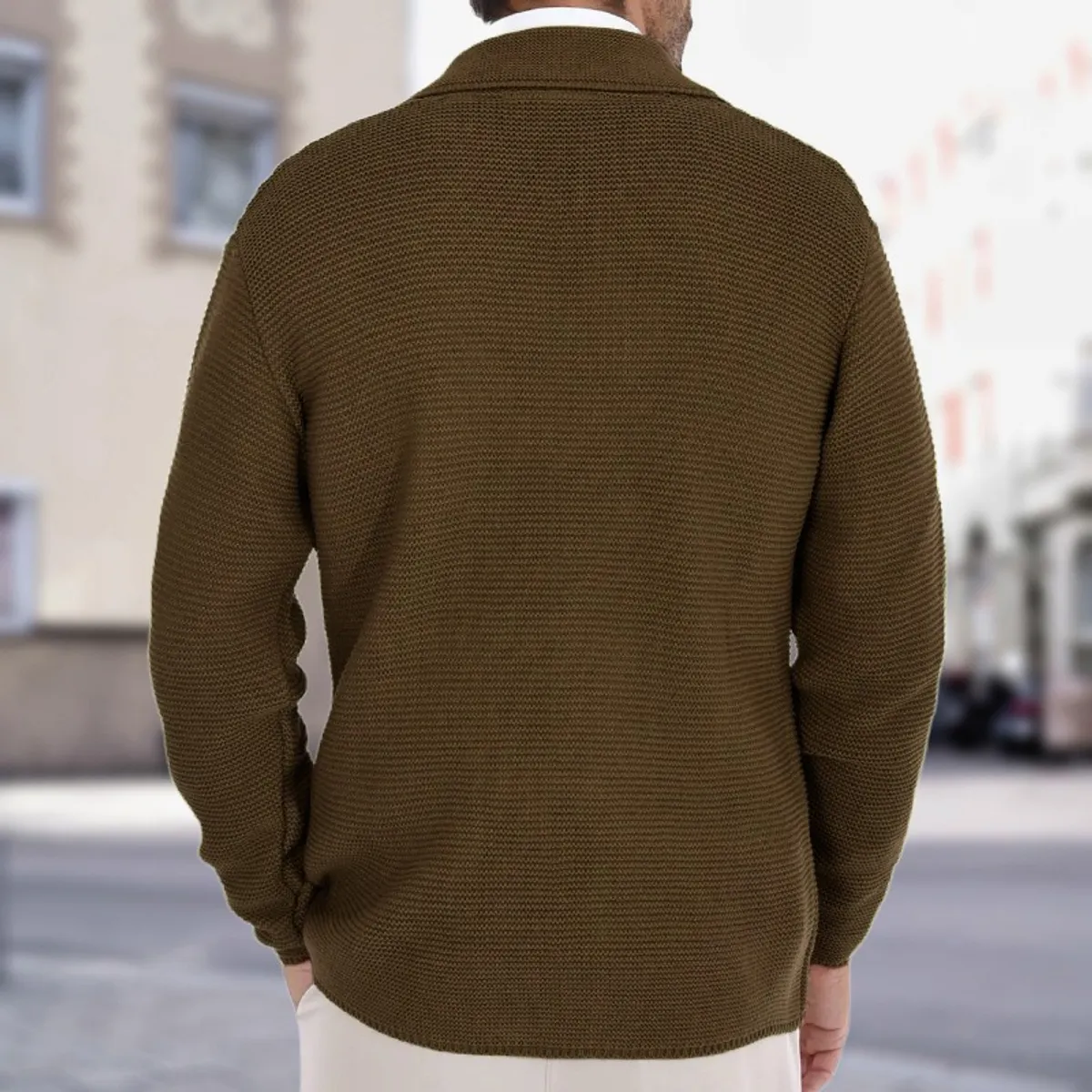 GIOIO - Cárdigan Hombre Solapa Doble Botonadura Corte Preciso Urbano Elegancia