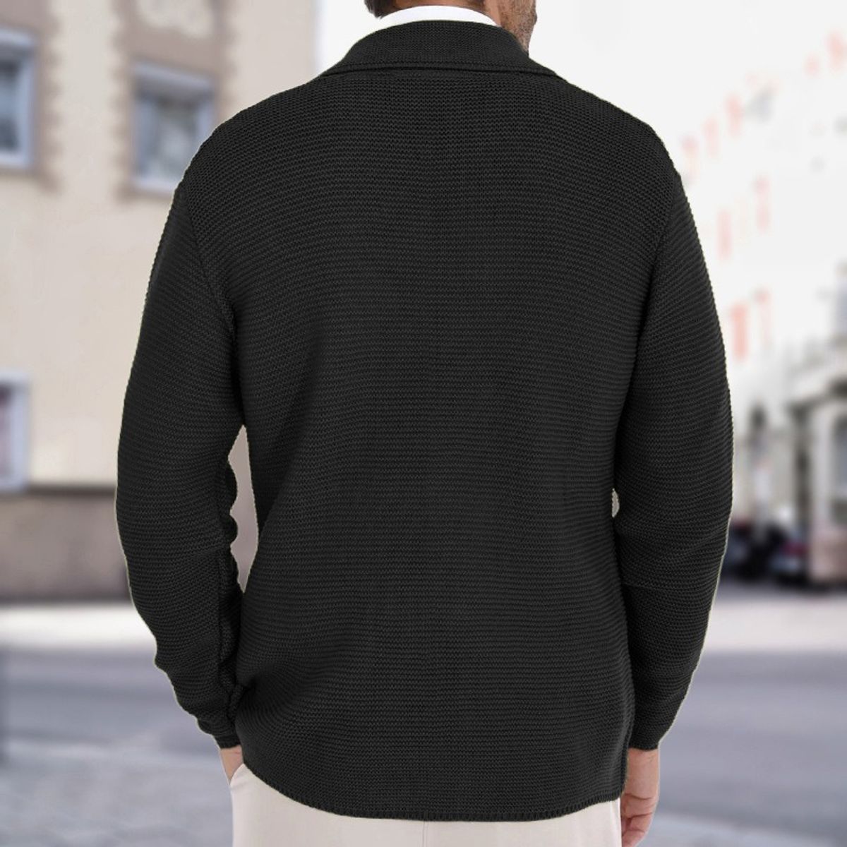 GIOIO - Cárdigan Hombre Solapa Doble Botonadura Corte Preciso Urbano Elegancia
