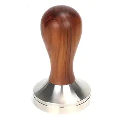 GENERICO - Tamper de Estructura Mixta para Espresso Madera y Acero Inoxidable