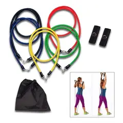 GENERICO - Kit de Bandas Elásticas de Resistencia con Manijas 11 Pzas