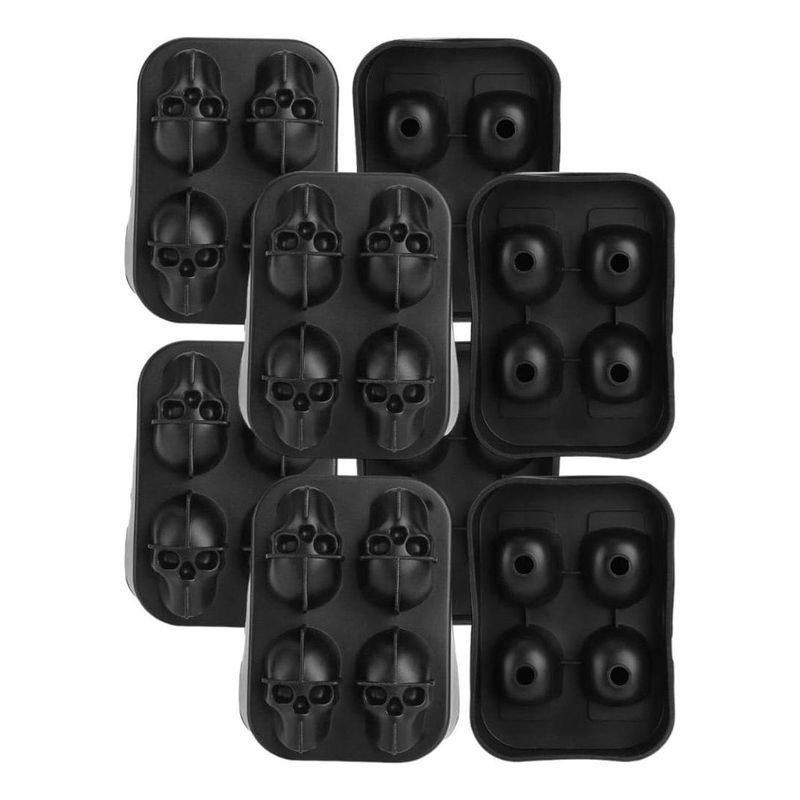 GENERICO - Cubetera de Hielo Silicona Calaveras Pack de 4 Piezas