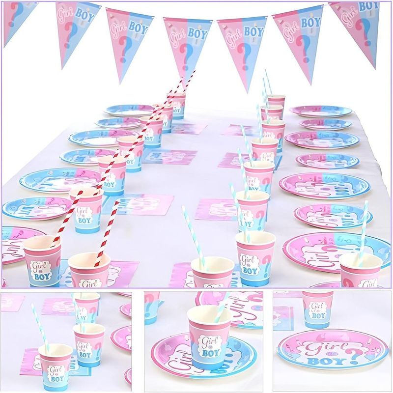 GENERICO - Set Fiesta Revelación de Género para 8 Personas con Decoración
