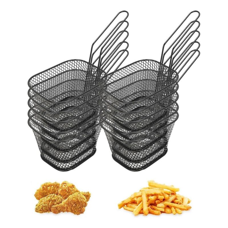 GENERICO - Mini Canastas de Metal para Servir Aperitivos - Set de 10