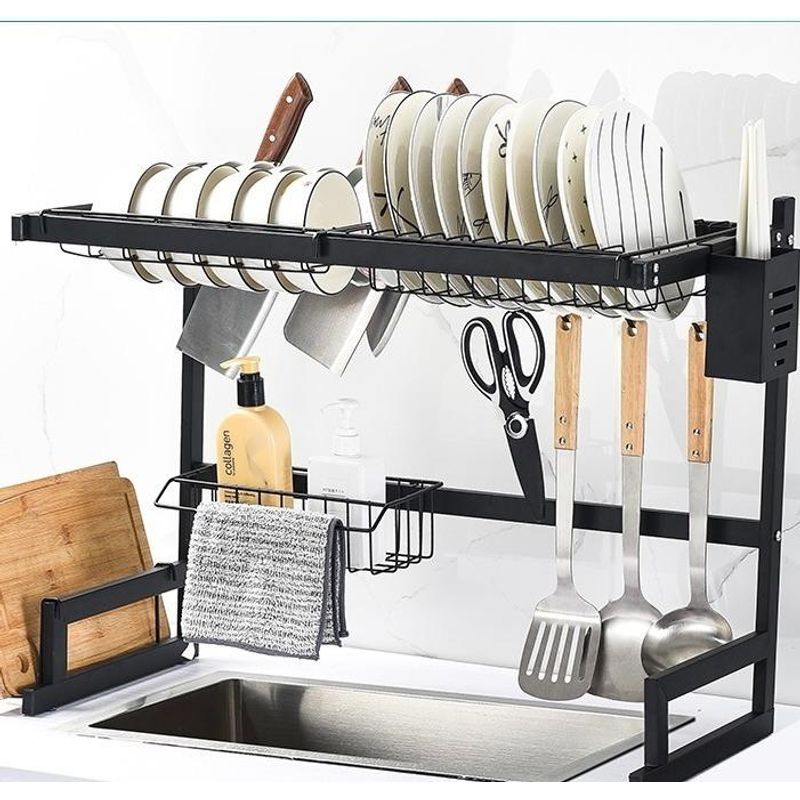 GENERICO - Escurridor de Platos Multifuncional 65cm en Acero Negro
