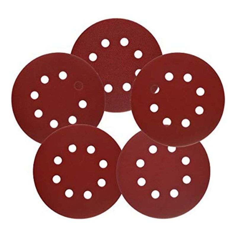 GENERICO - Juego de 100 Discos de Lija Velcro 125mm con 8 Agujeros