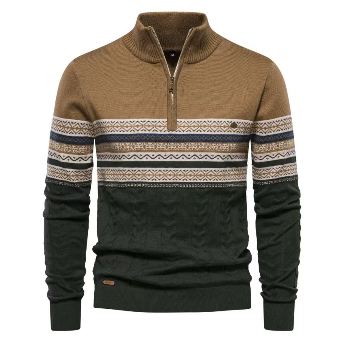 GIOIO - Suéter Hombre Cuello Alto Media Cremallera Tejido Premium Urbano