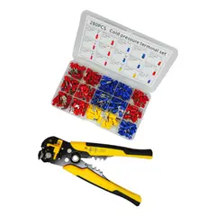 GENERICO - Kit de Alicates Pelacable Automático y Terminales Eléctricos