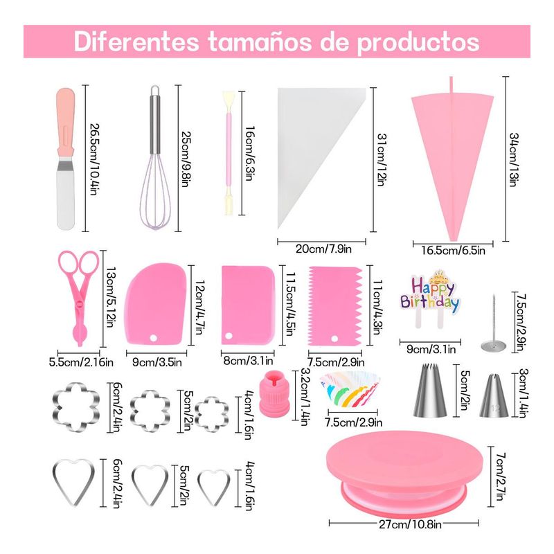 GENERICO - Kit Completo de Decoración de Pasteles con Base Rotativa 360°
