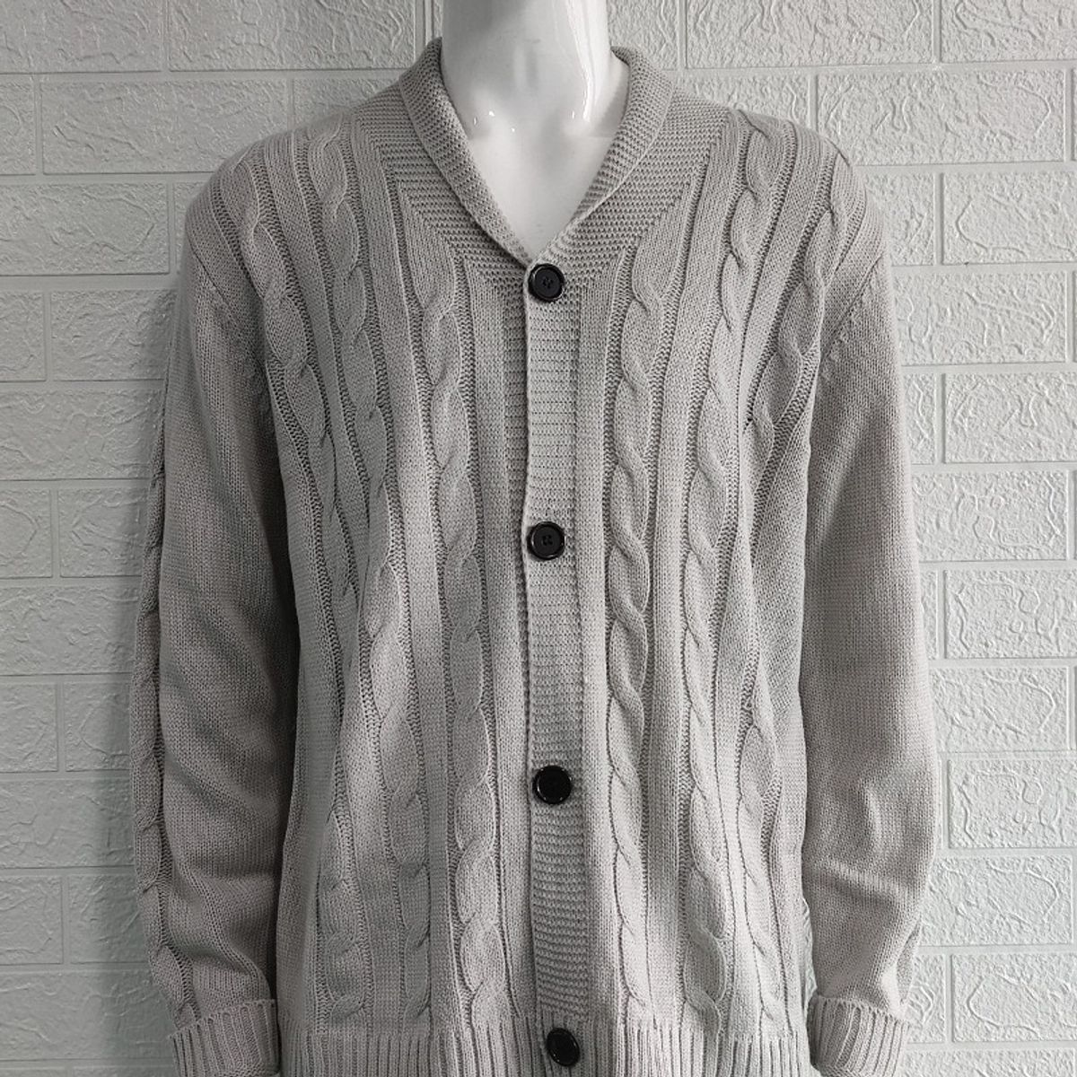 GIOIO - Cárdigan Hombre Premium Cuello V Solapa Liso Corte Preciso Urbano​