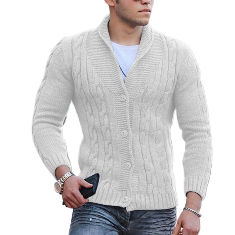 GIOIO - Cárdigan Hombre Premium Cuello V Solapa Liso Corte Preciso Urbano​