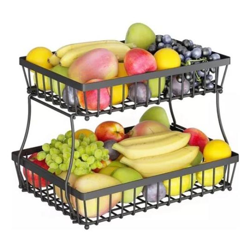GENERICO - Cesta Desmontable de Metal de 2 Niveles para Frutas y Verduras Frescas