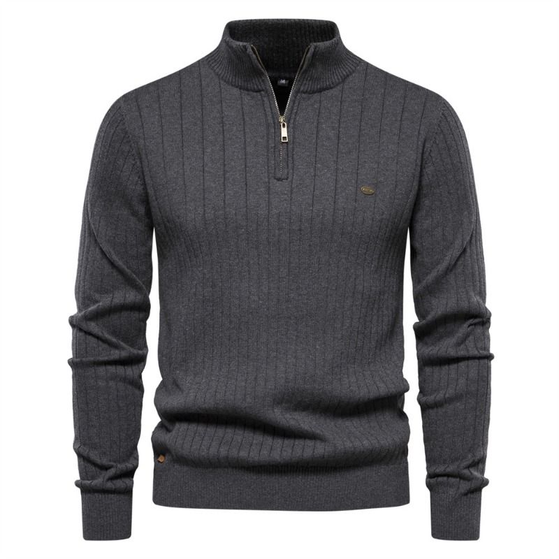 GIOIO - Chaqueta Hombre Cuello Mao Media Cremallera Tejido Ajustado Premium​