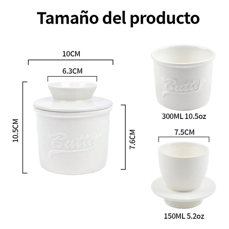 GENERICO - Mantequillera de Cerámica con Sello de Agua para Mantequilla Fresca