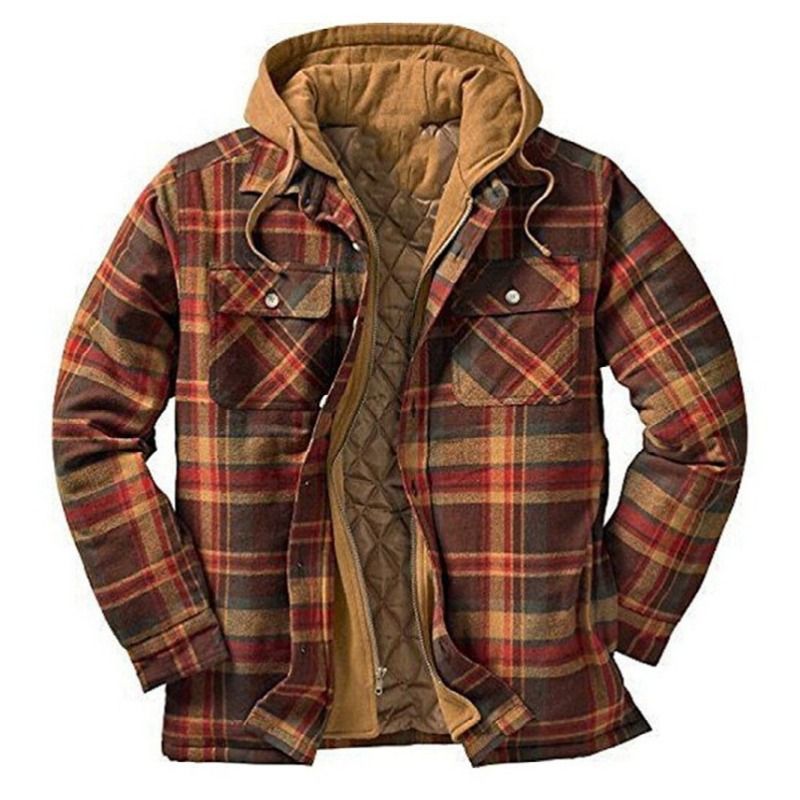 GIOIO - Plumón Talla Grande Capucha Estampado Cuadros Vintage Premium Urbano​