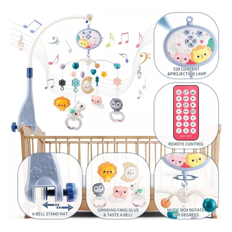 GENERICO - Móvil Musical Proyector para Bebés con Control Remoto