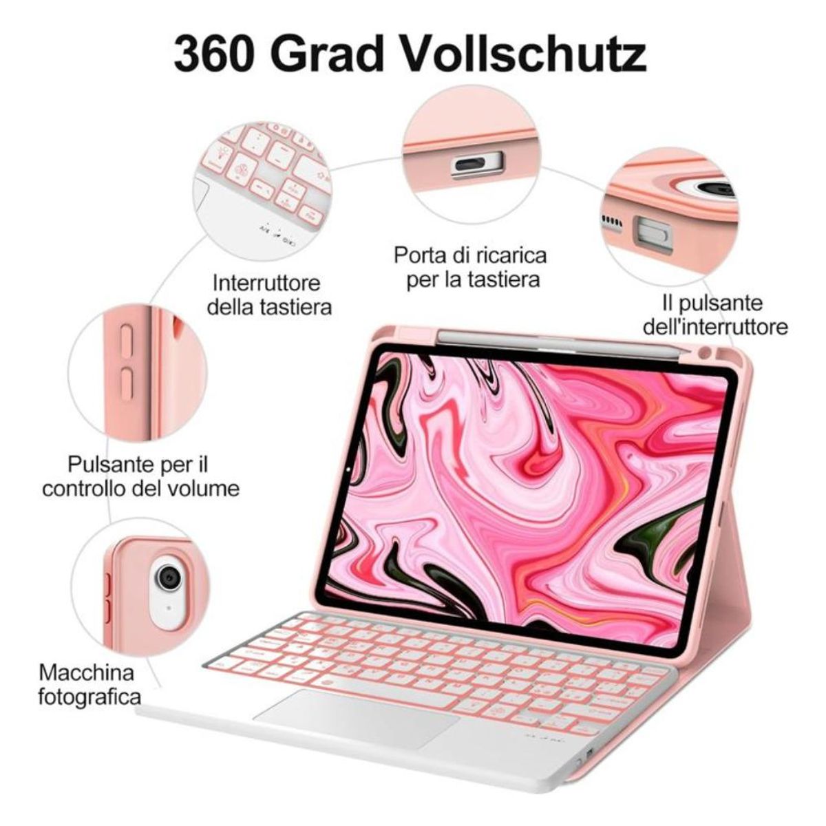 GENERICO - Funda con Teclado Bluetooth y Touchpad para iPad Air 11 M2