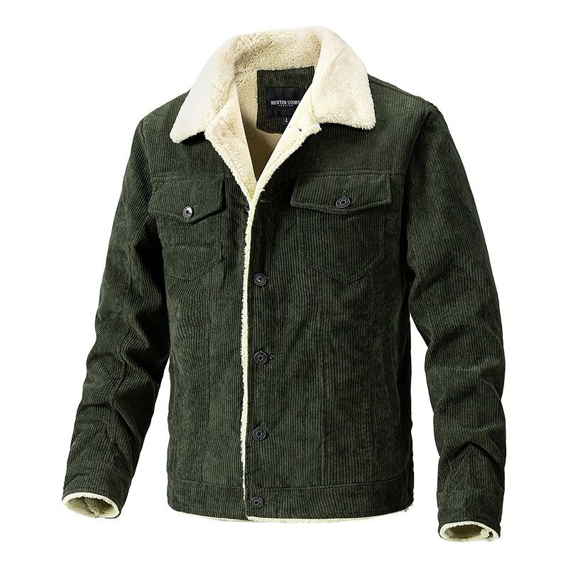 GIOIO - Chaqueta Hombre Pana Abrigada Casual Moderna Ajustada Premium​