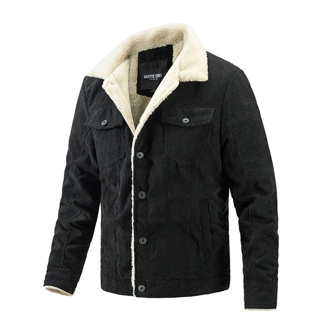 GIOIO - Chaqueta Hombre Pana Abrigada Casual Moderna Ajustada Premium​