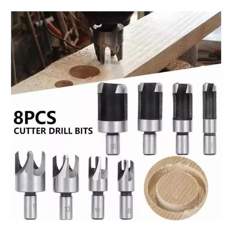 GENERICO - Set de 8 Brocas Cortadoras para Tapones de Madera