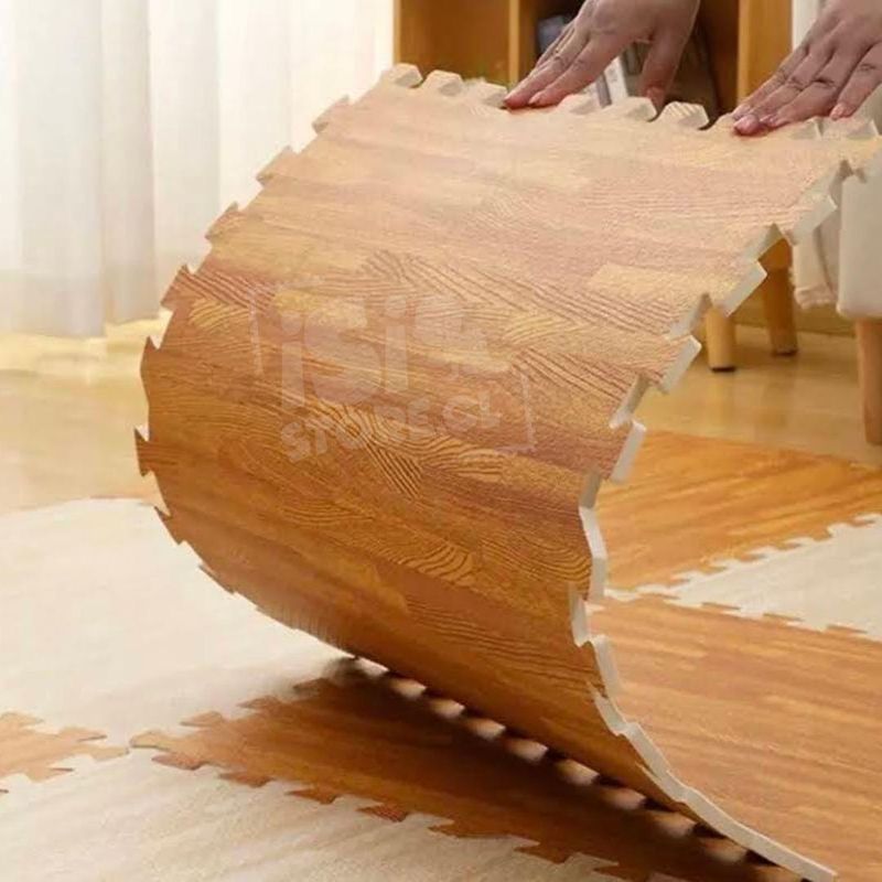 GENERICO - Alfombra de Goma Eva antideslizante efecto madera 4 pcs