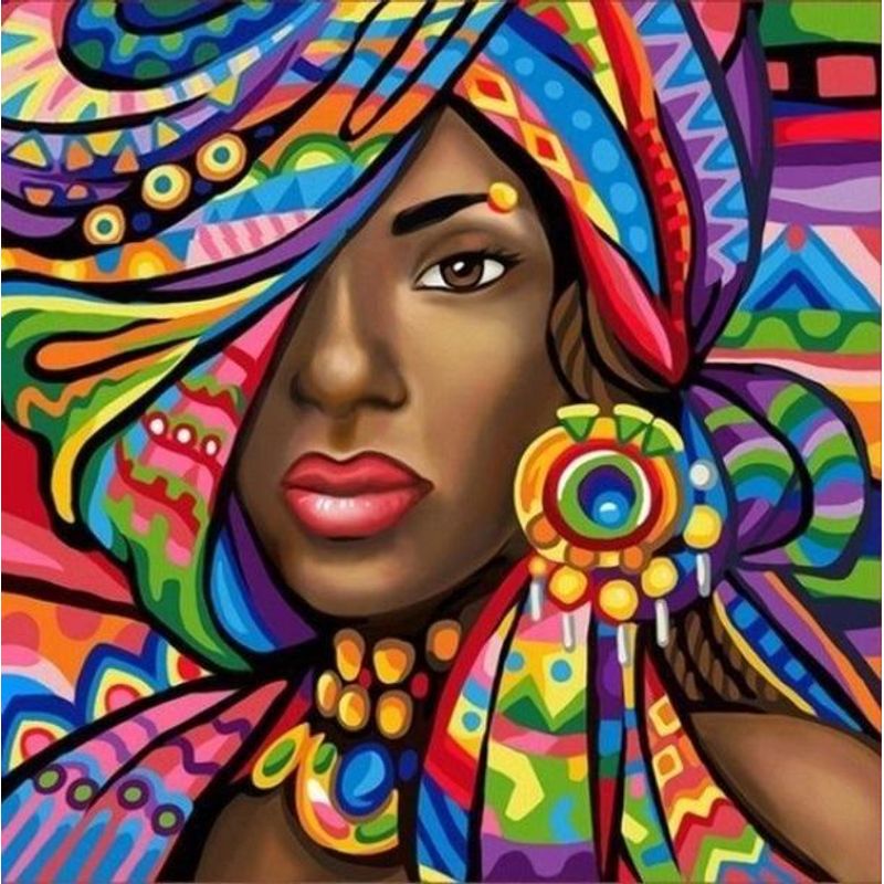 GENERICO - Kit de Pintura Diamante Mujer Africana 30x30 cm Brillante