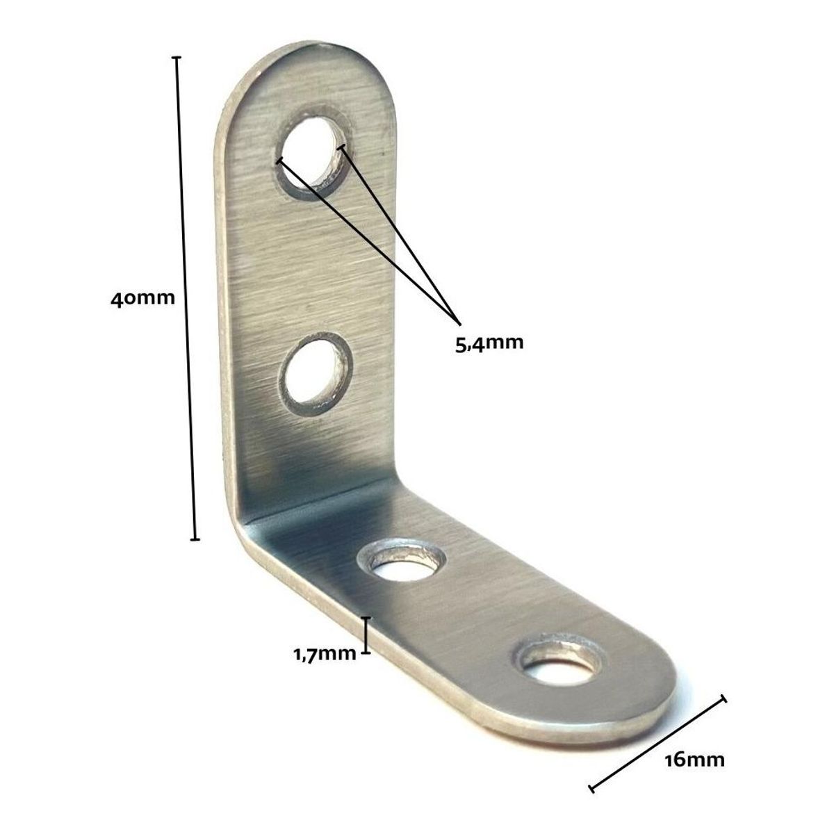GENERICO - Soporte de Esquina Inoxidable 12 Unidades 90° 40x40mm