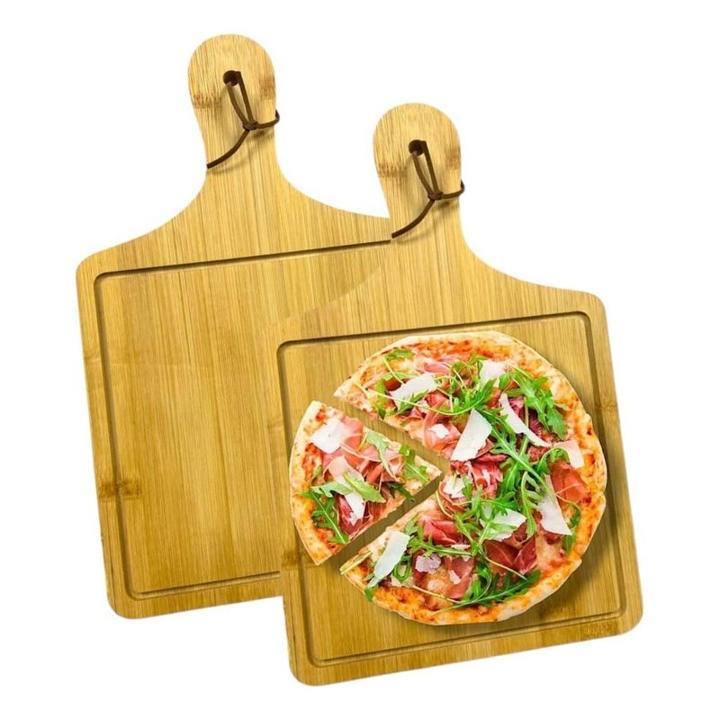 GENERICO - Tabla de Madera Reversible para Picoteo y Pizza 40 cm - Pack 2