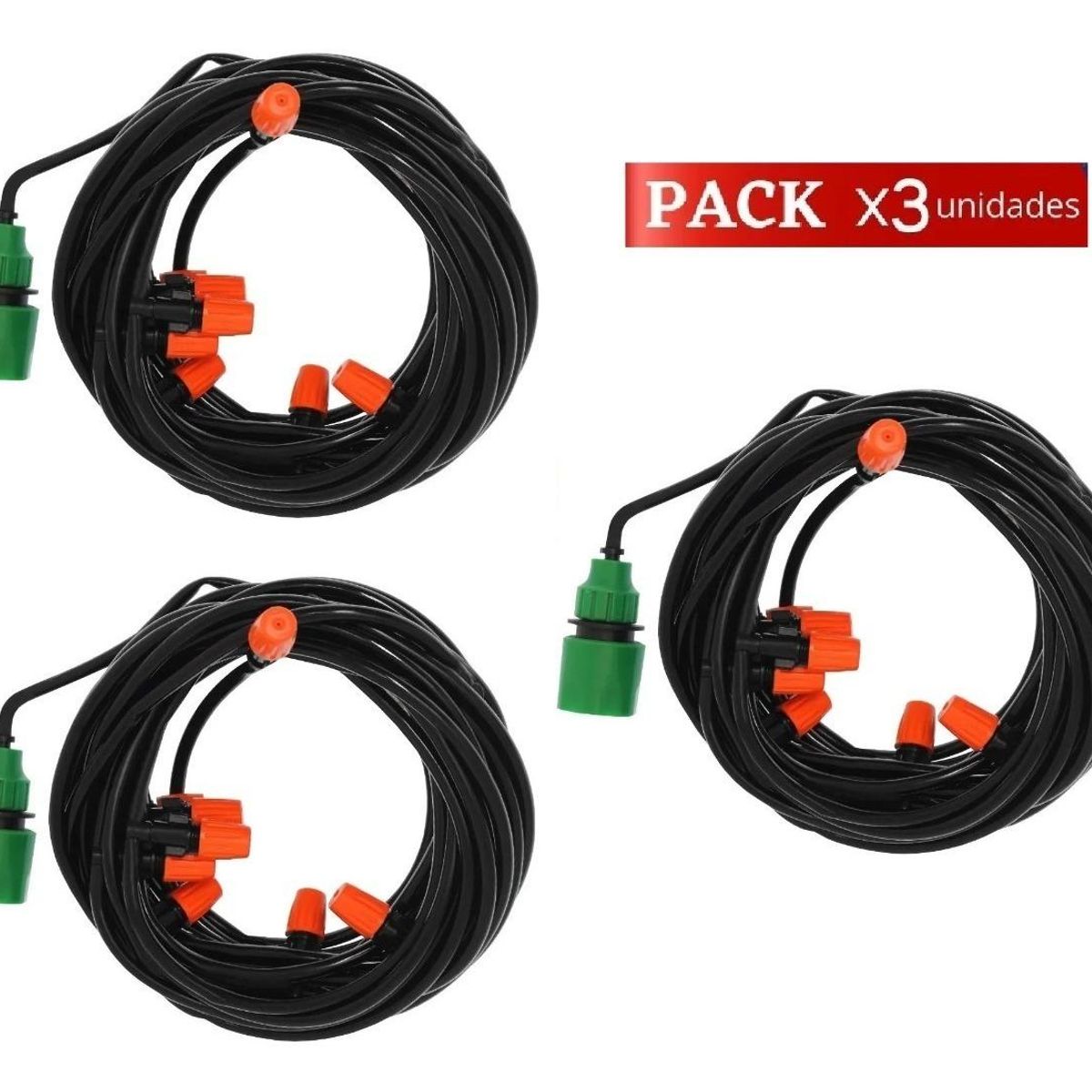 GENERICO - Sistema de Riego Aspersor por Manguera 10m Pack x3