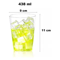GENERICO - Pack de 100 Vasos Acrílicos Transparentes de 438ml