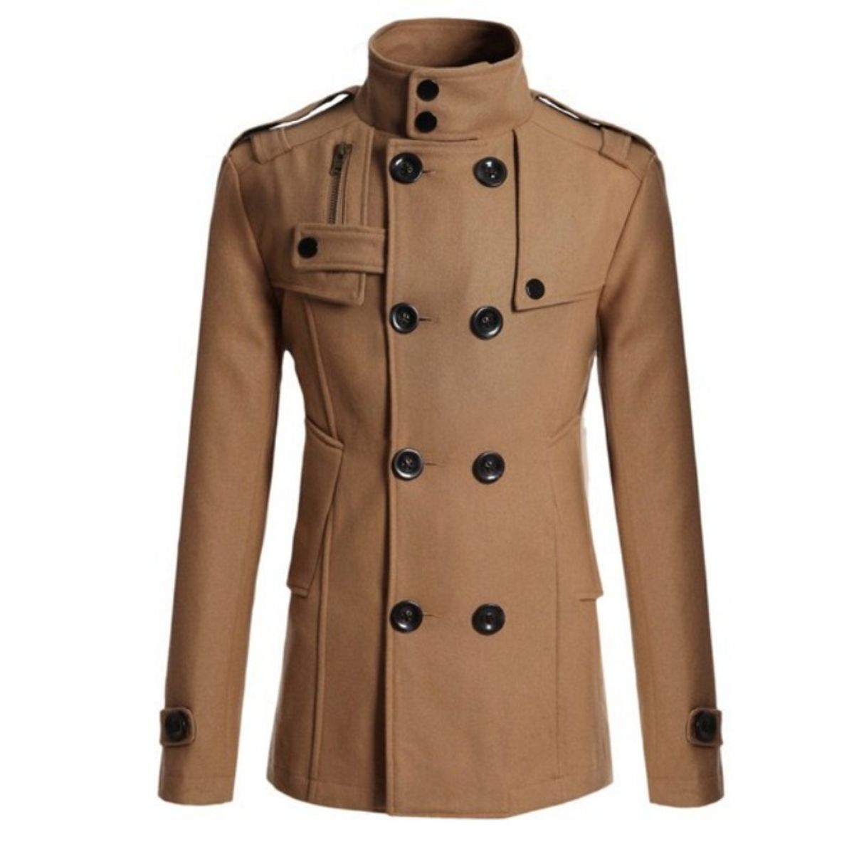 GIOIO - Gabardina Hombre Mezcla Lana Largo Medio Corte Preciso Urbano Elegante​