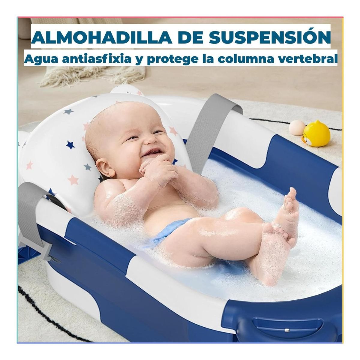 GENERICO - Baño Plegable para Bebés con Termómetro y Cojín Suave