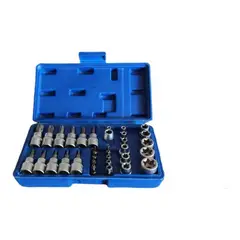 GENERICO - Set de Dados Torx y Estrellas 34 Piezas Cromo Vanadio