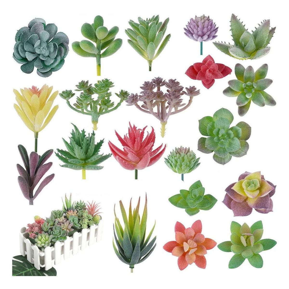 GENERICO - Conjunto de 20 Suculentas Artificiales de Terciopelo Realista